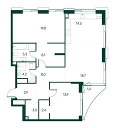 2-BD Apartment Sale, 103.2平方米 at Primavera, Volokolamskoye Highway, вл67, Moscow, Russia #2 2-BD Apartment Sale, 103.2平方米 at Primavera, Volokolamskoye Highway, вл67, Moscow, Russia #2