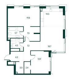 2-BD Apartment Sale, 101.4平方米 at Primavera, Volokolamskoye Highway, вл67, Moscow, Russia #3