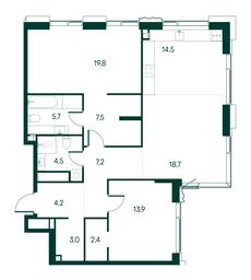 2-BD Apartment Sale, 101.4平方米 at Primavera, Volokolamskoye Highway, вл67, Moscow, Russia #2