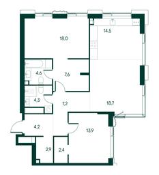 2-BD Apartment Sale, 98.3平方米 at Primavera, Volokolamskoye Highway, вл67, Moscow, Russia #3