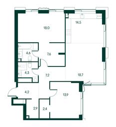 2-BD Apartment Sale, 98.3平方米 at Primavera, Volokolamskoye Highway, вл67, Moscow, Russia #2