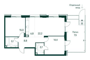 2-BD Apartment Sale, 83.5 sq. m. at Primavera, Volokolamskoye Highway, вл67, Moscow, Russia #2 2-BD Apartment Sale, 83.5 sq. m. at Primavera, Volokolamskoye Highway, вл67, Moscow, Russia #2