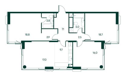 3-BD Apartment Sale, 102.5平方米 at Primavera, Volokolamskoye Highway, вл67, Moscow, Russia #3
