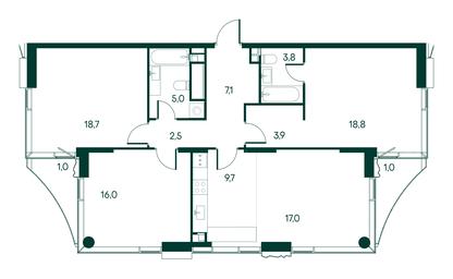 3-BD Apartment Sale, 104.5平方米 at Primavera, Volokolamskoye Highway, вл67, Moscow, Russia #2