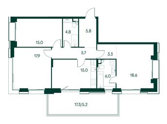 3-BD Apartment Sale, 97.3平方米 at Primavera, Volokolamskoye Highway, вл67, Moscow, Russia #3