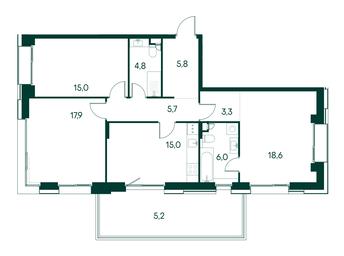 3-BD Apartment Sale, 97.3平方米 at Primavera, Volokolamskoye Highway, вл67, Moscow, Russia #2