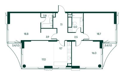 3-BD Apartment Sale, 104.5 sq. m. at Primavera, Volokolamskoye Highway, вл67, Moscow, Russia #3