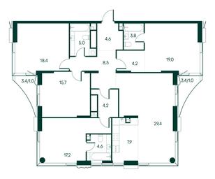 4-BD Apartment Sale, 144.5 sq. m. at Primavera, Volokolamskoye Highway, вл67, Moscow, Russia #3