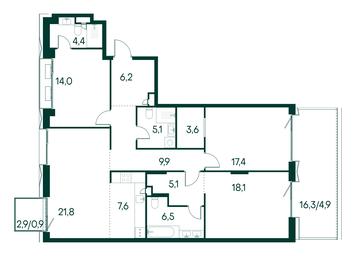 3-BD Apartment Sale, 125.5平方米 at Primavera, Volokolamskoye Highway, вл67, Moscow, Russia #3