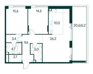2-BD Apartment Sale, 97.7平方米 at Primavera, Volokolamskoye Highway, вл67, Moscow, Russia #3