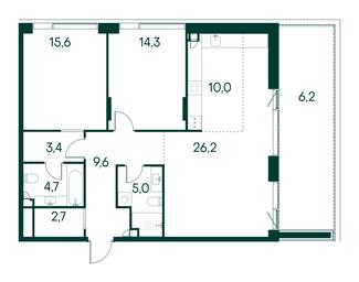 2-BD Apartment Sale, 97.7平方米 at Primavera, Volokolamskoye Highway, вл67, Moscow, Russia #2