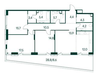 3-BD Apartment Sale, 122.4 sq. m. at Primavera, Volokolamskoye Highway, вл67, Moscow, Russia #3 3-BD Apartment Sale, 122.4 sq. m. at Primavera, Volokolamskoye Highway, вл67, Moscow, Russia #3