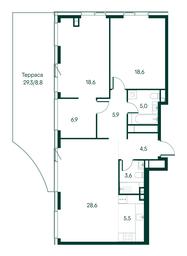2-BD Apartment Sale, 106 sq. m. at Primavera, Volokolamskoye Highway, вл67, Moscow, Russia #3