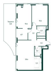 2-BD Apartment Sale, 106 sq. m. at Primavera, Volokolamskoye Highway, вл67, Moscow, Russia #2