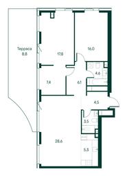 2-BD Apartment Sale, 102.6平方米 at Primavera, Volokolamskoye Highway, вл67, Moscow, Russia #2