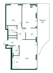 2-BD Apartment Sale, 106 sq. m. at Primavera, Volokolamskoye Highway, вл67, Moscow, Russia #2