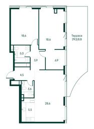 2-BD Apartment Sale, 106 sq. m. at Primavera, Volokolamskoye Highway, вл67, Moscow, Russia #3