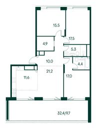 3-BD Apartment Sale, 117.1 sq. m. at Primavera, Volokolamskoye Highway, вл67, Moscow, Russia #3 3-BD Apartment Sale, 117.1 sq. m. at Primavera, Volokolamskoye Highway, вл67, Moscow, Russia #3