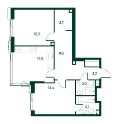 2-BD Apartment Sale, 69.5平方米 at Primavera, Volokolamskoye Highway, вл67, Moscow, Russia #3