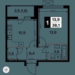 1-BD Apartment Sale, 37.9 sq. m. at Yzhnaya Bitsa, Yuzhnaya Bitsa Residential Complex, posyolok Bittsa, Leninskiy City District, Moscow Region, Russia #2 1-BD Apartment Sale, 37.9 sq. m. at Yzhnaya Bitsa, Yuzhnaya Bitsa Residential Complex, posyolok Bittsa, Leninskiy City District, Moscow Region, Russia #2