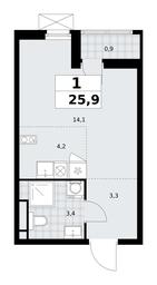 Apartment Sale, 25.9平方米 at Yzhnye Sady, Yuzhnye Sady Residential Complex, Moscow, Russia #2