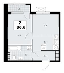 1-BD Apartment Sale, 36.6 sq. m. at Yzhnye Sady, Yuzhnye Sady Residential Complex, Moscow, Russia #3 1-BD Apartment Sale, 36.6 sq. m. at Yzhnye Sady, Yuzhnye Sady Residential Complex, Moscow, Russia #3