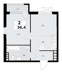 1-BD Apartment Sale, 36.4 sq. m. at Yzhnye Sady, Yuzhnye Sady Residential Complex, Moscow, Russia #2 1-BD Apartment Sale, 36.4 sq. m. at Yzhnye Sady, Yuzhnye Sady Residential Complex, Moscow, Russia #2