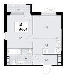 1-BD Apartment Sale, 36.4 sq. m. at Yzhnye Sady, Yuzhnye Sady Residential Complex, Moscow, Russia #2