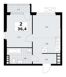 1-BD Apartment Sale, 36.4平方米 at Yzhnye Sady, Yuzhnye Sady Residential Complex, Moscow, Russia #3 1-BD Apartment Sale, 36.4平方米 at Yzhnye Sady, Yuzhnye Sady Residential Complex, Moscow, Russia #3