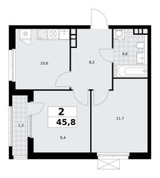 1-BD Apartment Sale, 45.8 sq. m. at Yzhnye Sady, Yuzhnye Sady Residential Complex, Moscow, Russia #2 1-BD Apartment Sale, 45.8 sq. m. at Yzhnye Sady, Yuzhnye Sady Residential Complex, Moscow, Russia #2