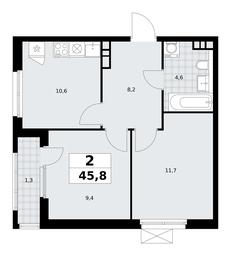 1-BD Apartment Sale, 45.8 sq. m. at Yzhnye Sady, Yuzhnye Sady Residential Complex, Moscow, Russia #3 1-BD Apartment Sale, 45.8 sq. m. at Yzhnye Sady, Yuzhnye Sady Residential Complex, Moscow, Russia #3