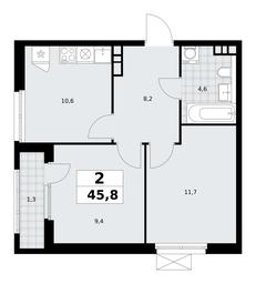 1-BD Apartment Sale, 45.8平方米 at Yzhnye Sady, Yuzhnye Sady Residential Complex, Moscow, Russia #3 1-BD Apartment Sale, 45.8平方米 at Yzhnye Sady, Yuzhnye Sady Residential Complex, Moscow, Russia #3