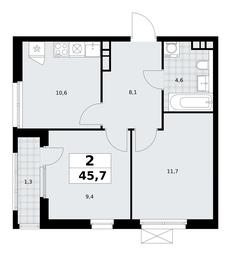 1-BD Apartment Sale, 45.7 sq. m. at Yzhnye Sady, Yuzhnye Sady Residential Complex, Moscow, Russia #3 1-BD Apartment Sale, 45.7 sq. m. at Yzhnye Sady, Yuzhnye Sady Residential Complex, Moscow, Russia #3