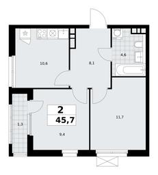 1-BD Apartment Sale, 45.7 sq. m. at Yzhnye Sady, Yuzhnye Sady Residential Complex, Moscow, Russia #2 1-BD Apartment Sale, 45.7 sq. m. at Yzhnye Sady, Yuzhnye Sady Residential Complex, Moscow, Russia #2