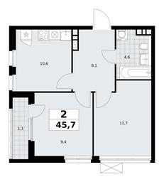 1-BD Apartment Sale, 45.7平方米 at Yzhnye Sady, Yuzhnye Sady Residential Complex, Moscow, Russia #3 1-BD Apartment Sale, 45.7平方米 at Yzhnye Sady, Yuzhnye Sady Residential Complex, Moscow, Russia #3