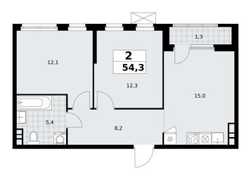 1-BD Apartment Sale, 54.3平方米 at Yzhnye Sady, Yuzhnye Sady Residential Complex, Moscow, Russia #2 1-BD Apartment Sale, 54.3平方米 at Yzhnye Sady, Yuzhnye Sady Residential Complex, Moscow, Russia #2