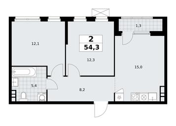 1-BD Apartment Sale, 54.3平方米 at Yzhnye Sady, Yuzhnye Sady Residential Complex, Moscow, Russia #3 1-BD Apartment Sale, 54.3平方米 at Yzhnye Sady, Yuzhnye Sady Residential Complex, Moscow, Russia #3