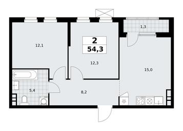 1-BD Apartment Sale, 54.3 sq. m. at Yzhnye Sady, Yuzhnye Sady Residential Complex, Moscow, Russia #3 1-BD Apartment Sale, 54.3 sq. m. at Yzhnye Sady, Yuzhnye Sady Residential Complex, Moscow, Russia #3