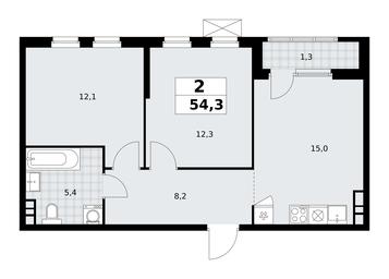 1-BD Apartment Sale, 54.3 sq. m. at Yzhnye Sady, Yuzhnye Sady Residential Complex, Moscow, Russia #2 1-BD Apartment Sale, 54.3 sq. m. at Yzhnye Sady, Yuzhnye Sady Residential Complex, Moscow, Russia #2