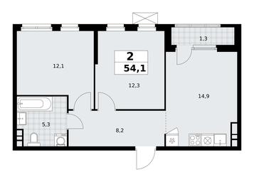 1-BD Apartment Sale, 54.1平方米 at Yzhnye Sady, Yuzhnye Sady Residential Complex, Moscow, Russia #2 1-BD Apartment Sale, 54.1平方米 at Yzhnye Sady, Yuzhnye Sady Residential Complex, Moscow, Russia #2