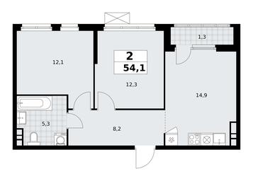 1-BD Apartment Sale, 54.1平方米 at Yzhnye Sady, Yuzhnye Sady Residential Complex, Moscow, Russia #2 1-BD Apartment Sale, 54.1平方米 at Yzhnye Sady, Yuzhnye Sady Residential Complex, Moscow, Russia #2
