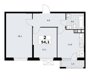 1-BD Apartment Sale, 54.1平方米 at Yzhnye Sady, Yuzhnye Sady Residential Complex, Moscow, Russia #3 1-BD Apartment Sale, 54.1平方米 at Yzhnye Sady, Yuzhnye Sady Residential Complex, Moscow, Russia #3