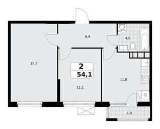 1-BD Apartment Sale, 54.1 sq. m. at Yzhnye Sady, Yuzhnye Sady Residential Complex, Moscow, Russia #2 1-BD Apartment Sale, 54.1 sq. m. at Yzhnye Sady, Yuzhnye Sady Residential Complex, Moscow, Russia #2
