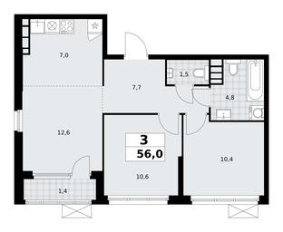 2-BD Apartment Sale, 56平方米 at Yzhnye Sady, Yuzhnye Sady Residential Complex, Moscow, Russia #2 2-BD Apartment Sale, 56平方米 at Yzhnye Sady, Yuzhnye Sady Residential Complex, Moscow, Russia #2
