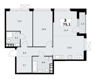 2-BD Apartment Sale, 75.1 sq. m. at Yzhnye Sady, Yuzhnye Sady Residential Complex, Moscow, Russia #2 2-BD Apartment Sale, 75.1 sq. m. at Yzhnye Sady, Yuzhnye Sady Residential Complex, Moscow, Russia #2