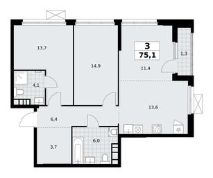 2-BD Apartment Sale, 75.1 sq. m. at Yzhnye Sady, Yuzhnye Sady Residential Complex, Moscow, Russia #3 2-BD Apartment Sale, 75.1 sq. m. at Yzhnye Sady, Yuzhnye Sady Residential Complex, Moscow, Russia #3