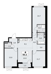 3-BD Apartment Sale, 83.1 sq. m. at Yzhnye Sady, Yuzhnye Sady Residential Complex, Moscow, Russia #3 3-BD Apartment Sale, 83.1 sq. m. at Yzhnye Sady, Yuzhnye Sady Residential Complex, Moscow, Russia #3