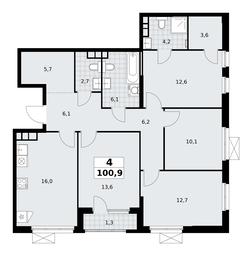 3-BD Apartment Sale, 100.9 sq. m. at Yzhnye Sady, Yuzhnye Sady Residential Complex, Moscow, Russia #3 3-BD Apartment Sale, 100.9 sq. m. at Yzhnye Sady, Yuzhnye Sady Residential Complex, Moscow, Russia #3