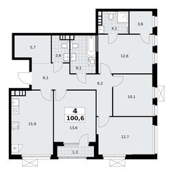 3-BD Apartment Sale, 100.6 sq. m. at Yzhnye Sady, Yuzhnye Sady Residential Complex, Moscow, Russia #3 3-BD Apartment Sale, 100.6 sq. m. at Yzhnye Sady, Yuzhnye Sady Residential Complex, Moscow, Russia #3