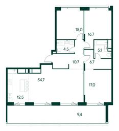 3-BD Apartment Sale, 132.3 sq. m. at Primavera, Volokolamskoye Highway, вл67, Moscow, Russia #2